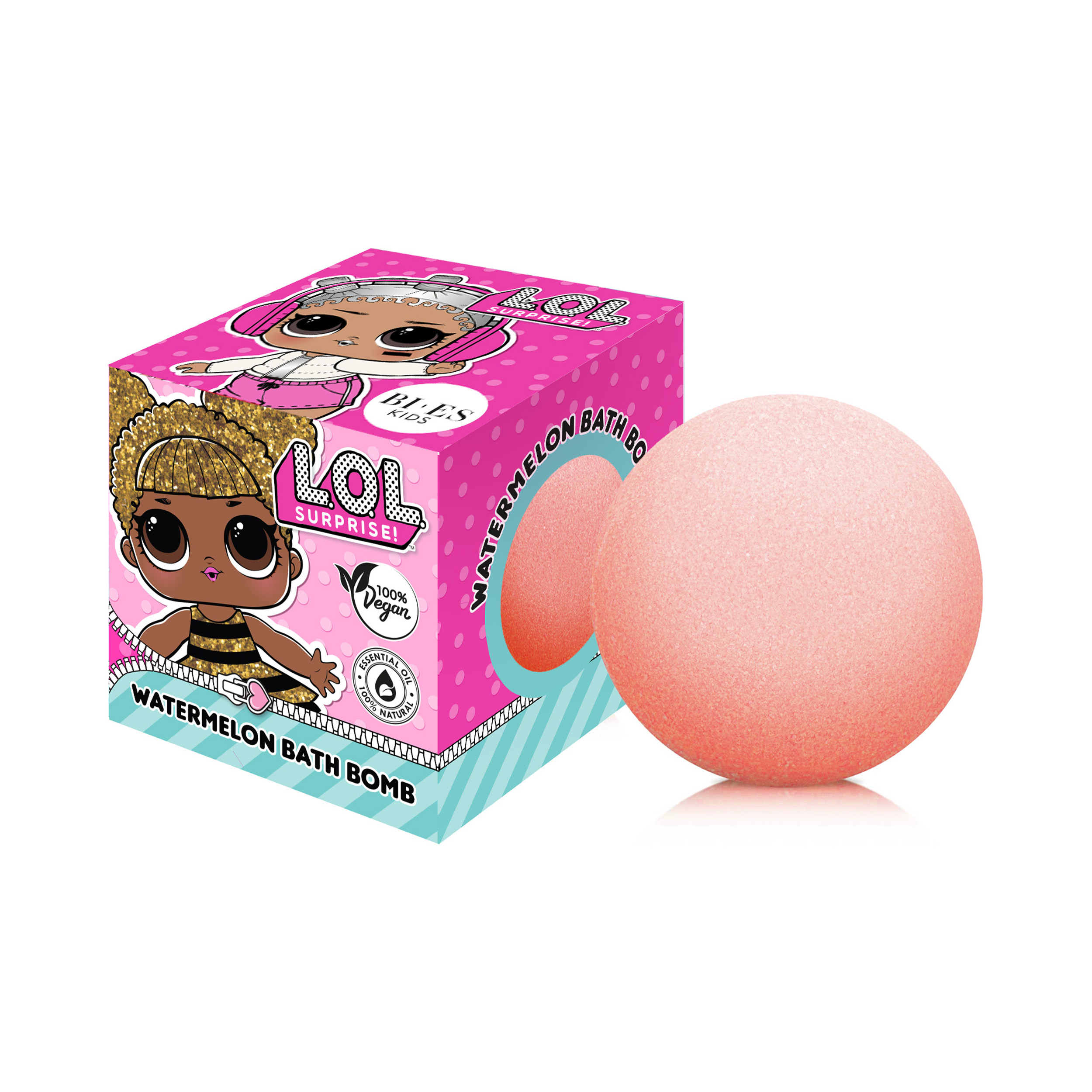 lol kids bath bomb alongside its packaging